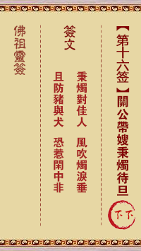 佛祖灵签 第16签:关公秉烛待旦 下下签